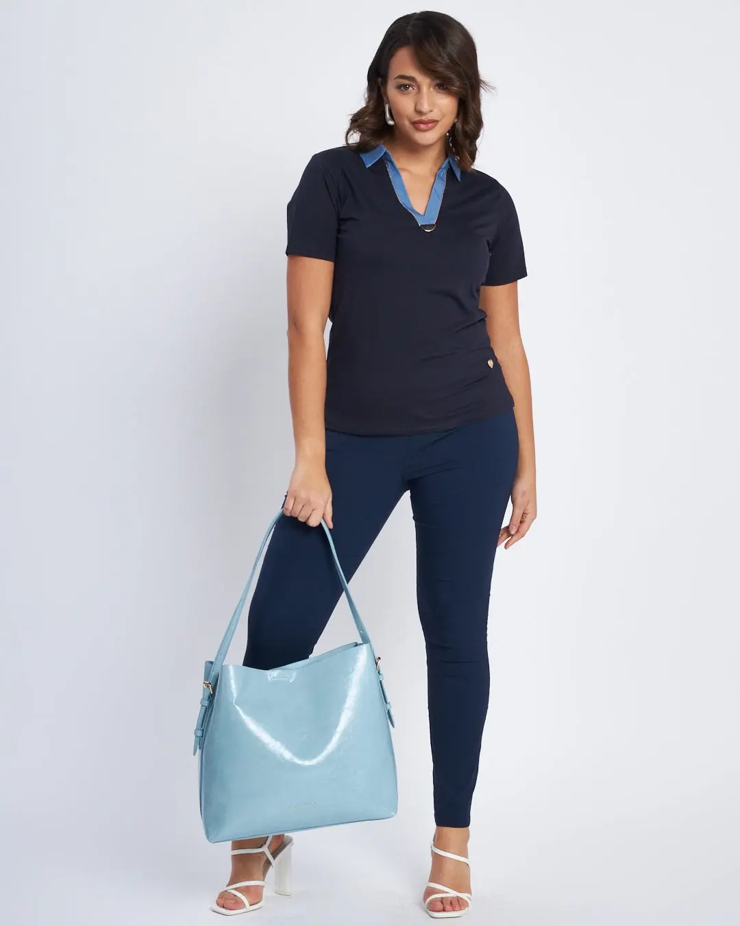 Pantalone skinny in tessuto stretch BLU - Image 8