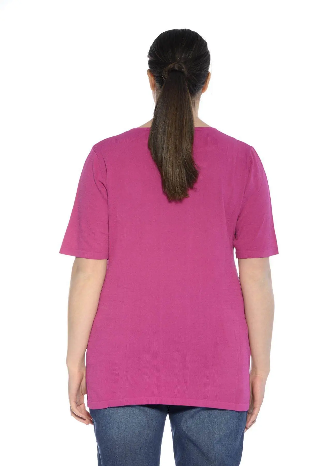 Maglia scollo a V FUXIA - Image 2