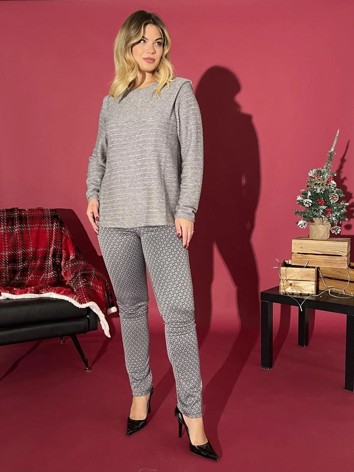 Pantalone microfantasia GRIGIO