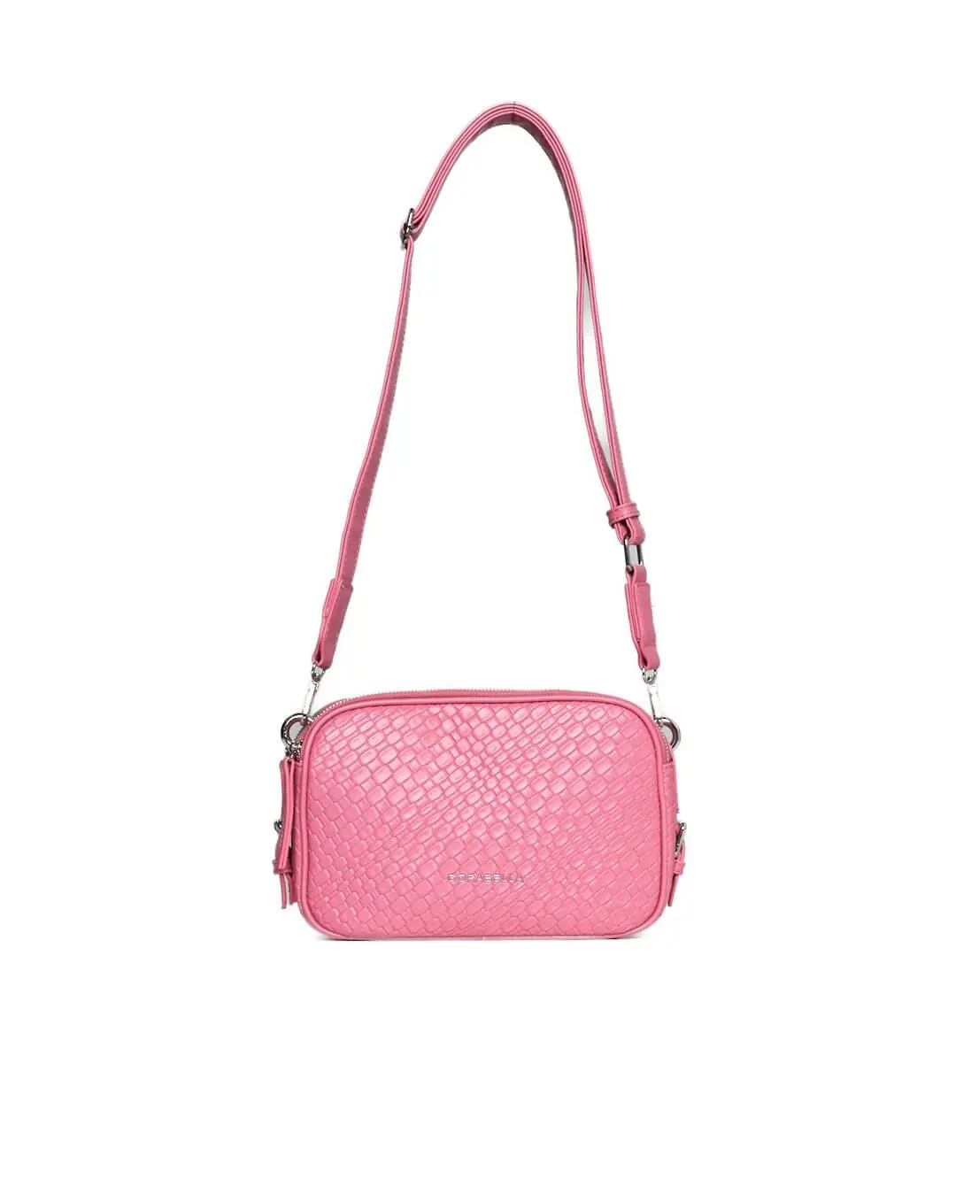 Borsa a spalla piccola in ecopelle con motivo ad intreccio con tracolla regolabile ROSA - Image 5
