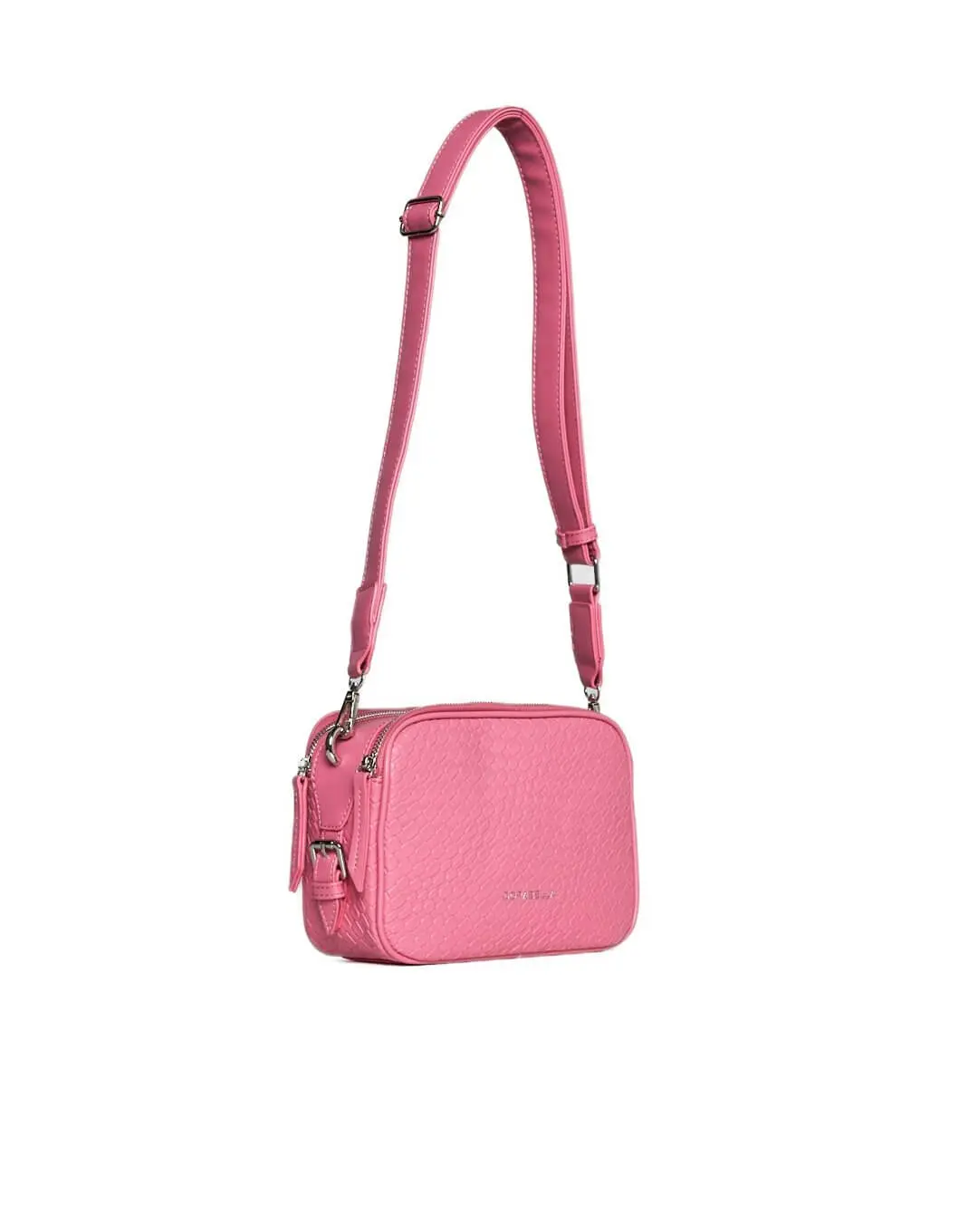Borsa a spalla piccola in ecopelle con motivo ad intreccio con tracolla regolabile ROSA - Image 7