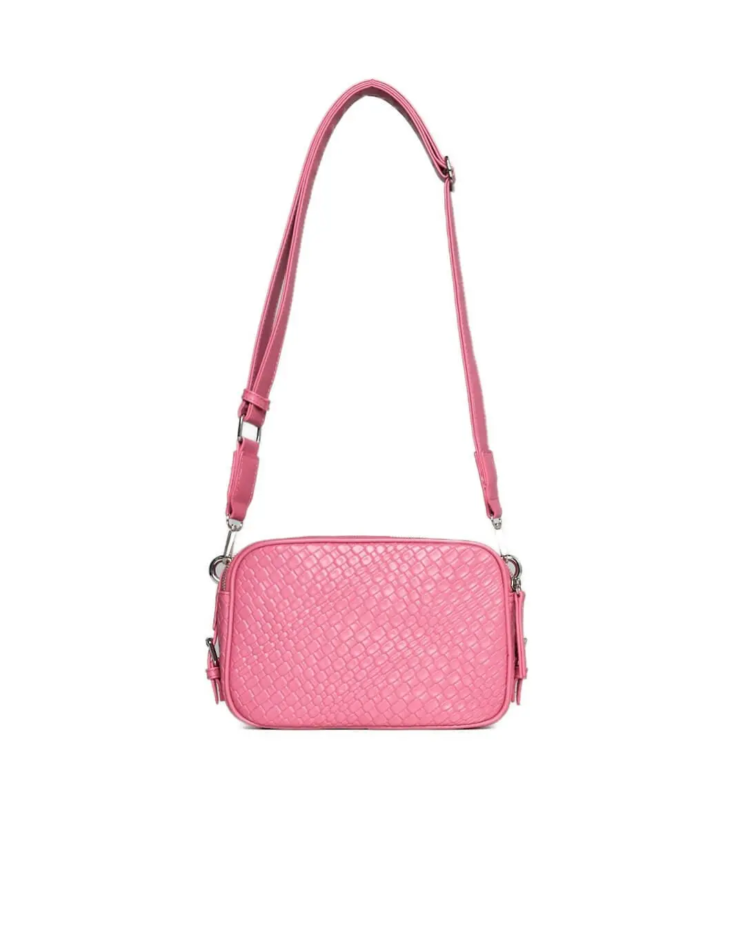 Borsa a spalla piccola in ecopelle con motivo ad intreccio con tracolla regolabile ROSA - Image 8