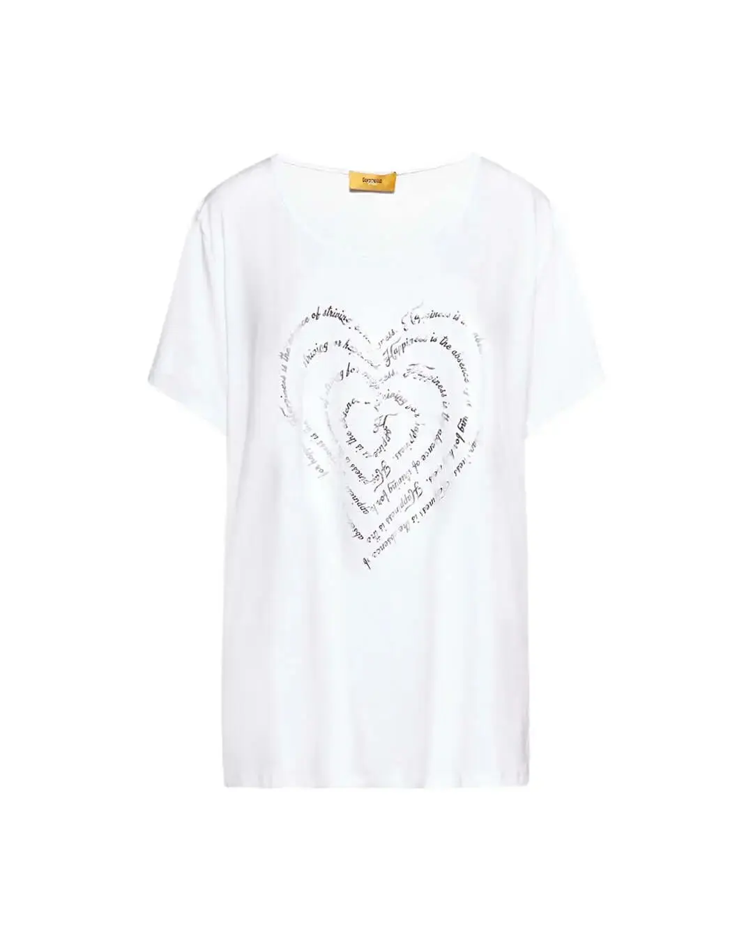 T-shirt in jersey di viscosa elasticizzata con stampa cuore BIANCO