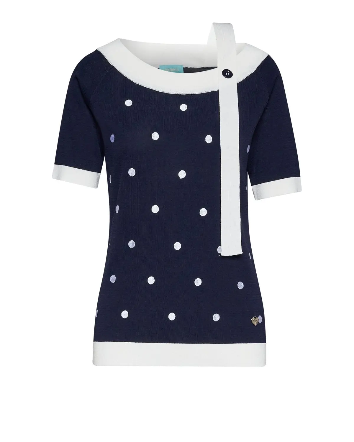 Maglia a pois con cinturino pendente BIANCO