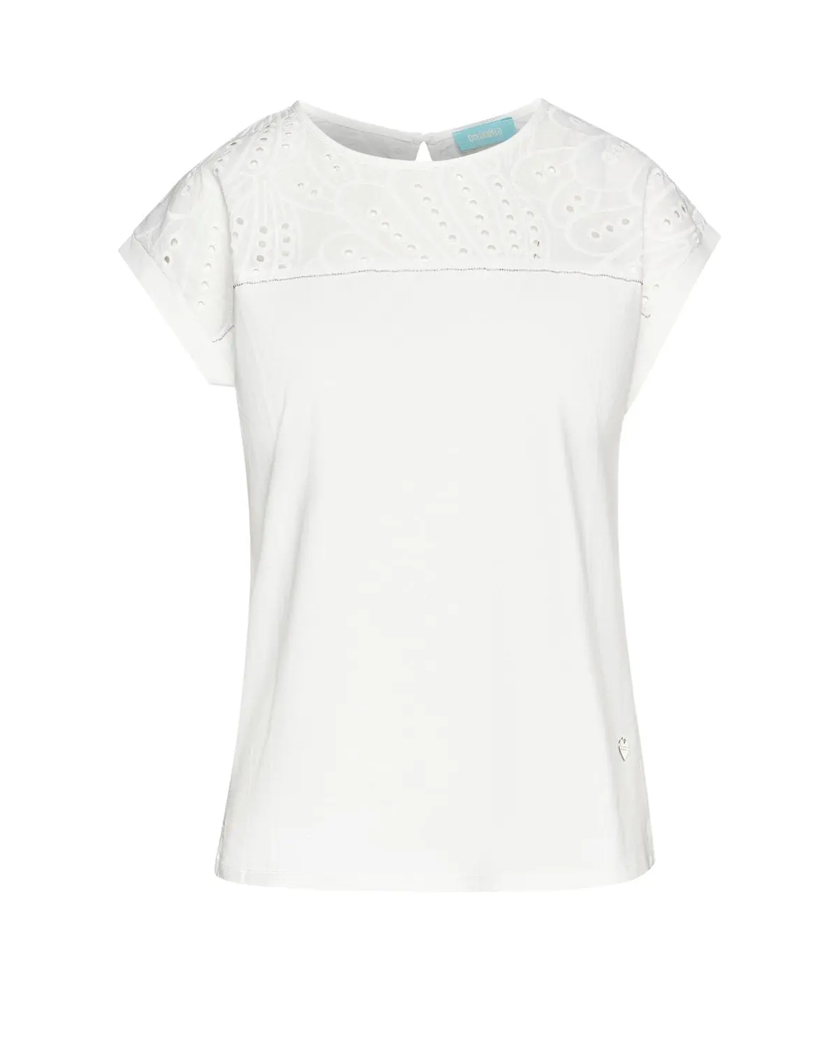 T-shirt con inserto in sangallo BIANCO - Image 2