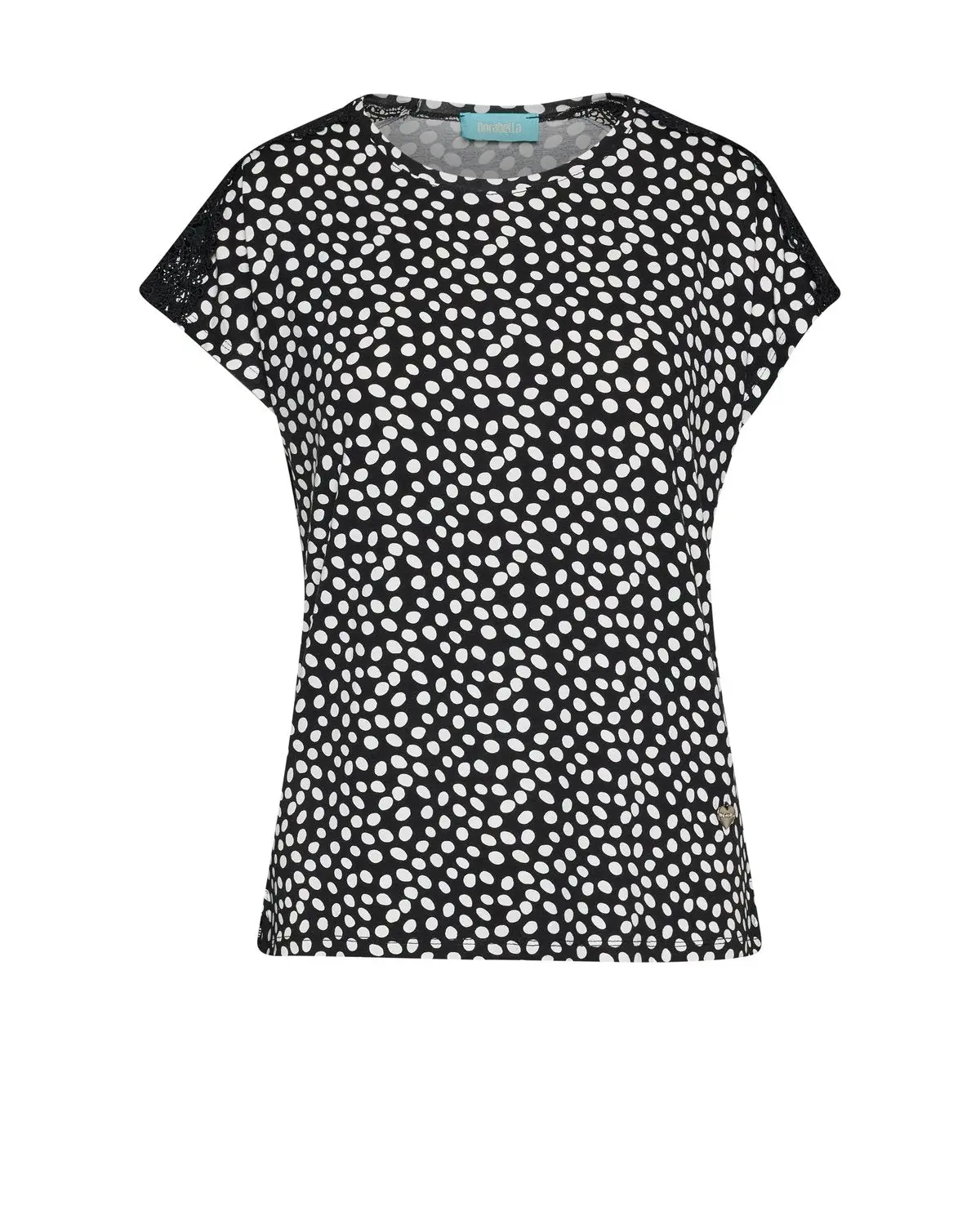 T-shirt con inserto a carre' sulle spalle NERO