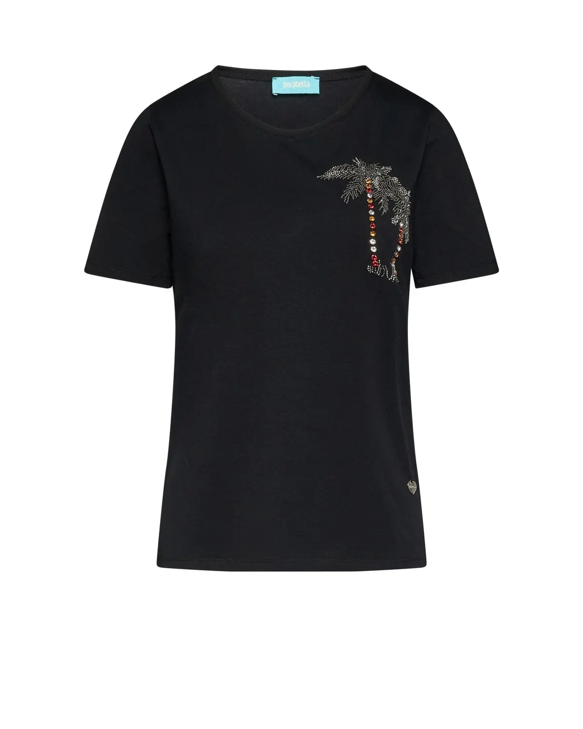 T-shirt con ricamo lato cuore NERO