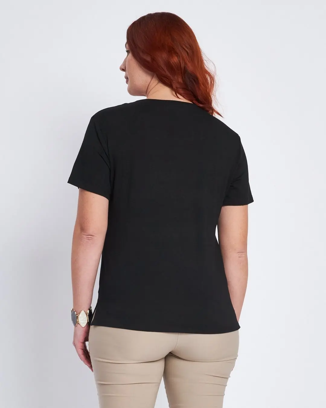 T-shirt con inserto effetto rete NERO - Image 4