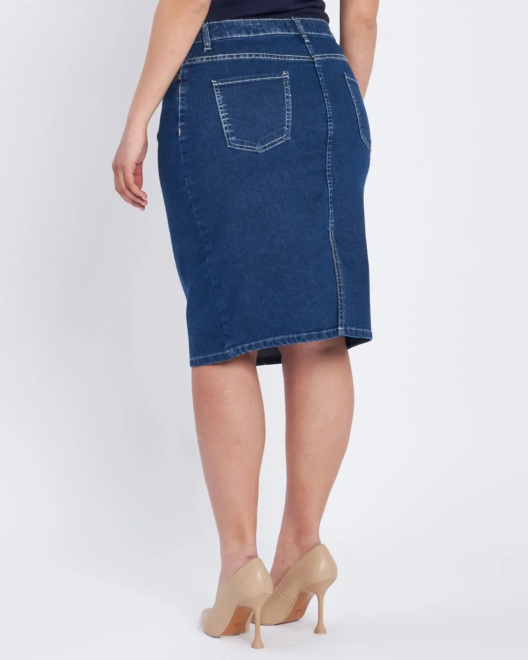 Gonna in denim con spacco posteriore DENIM - Image 6