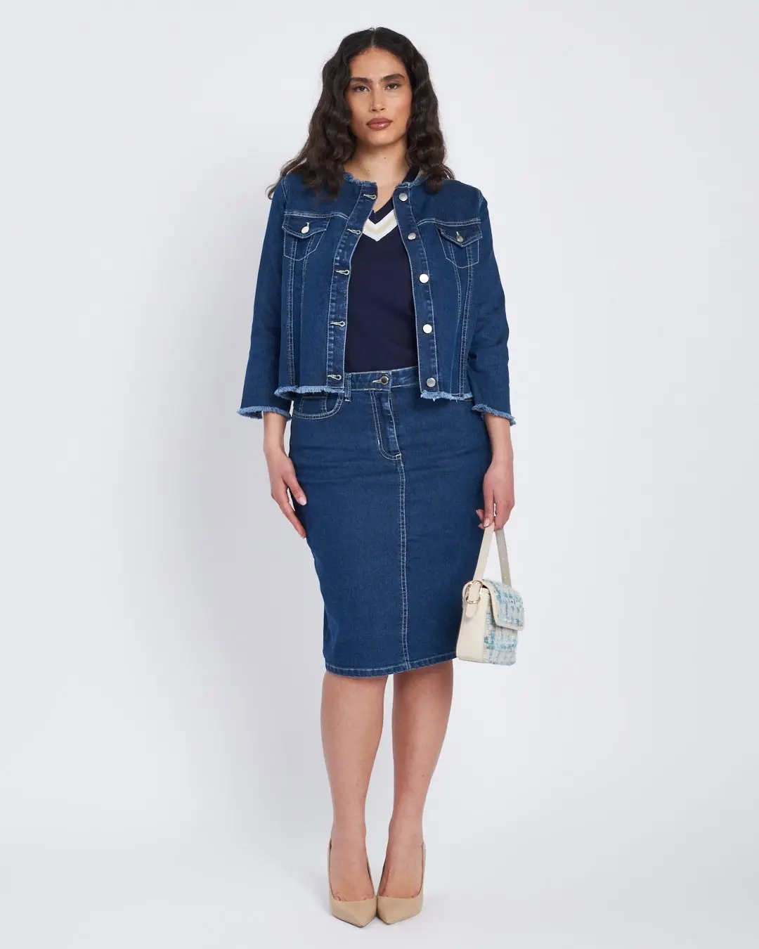 Gonna in denim con spacco posteriore DENIM - Image 8