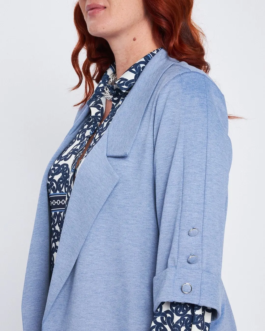 Blazer sfiancato con rever senza bottoni DENIM - Image 3