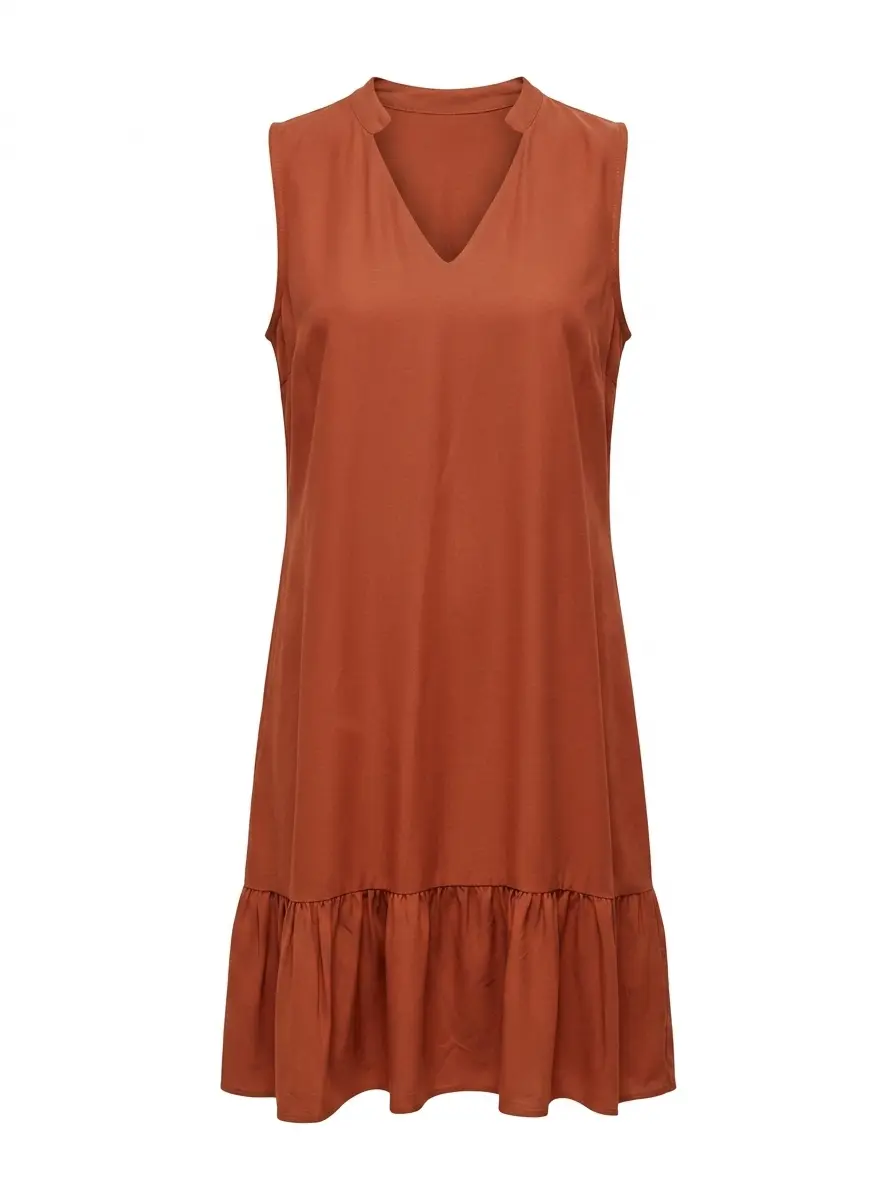 Abito midi giromanica con scollo a V
