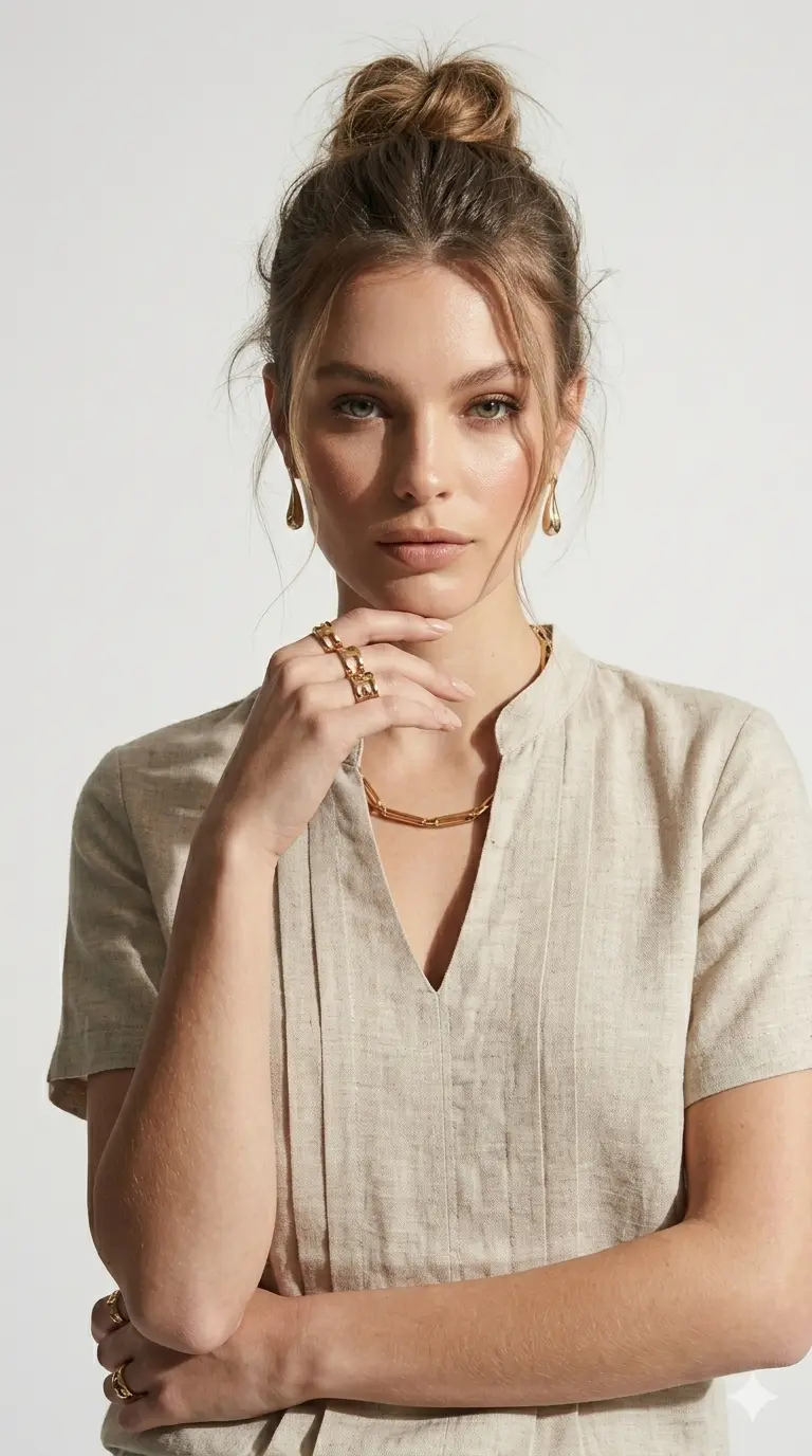 Blusa bi-materiale - Image 2