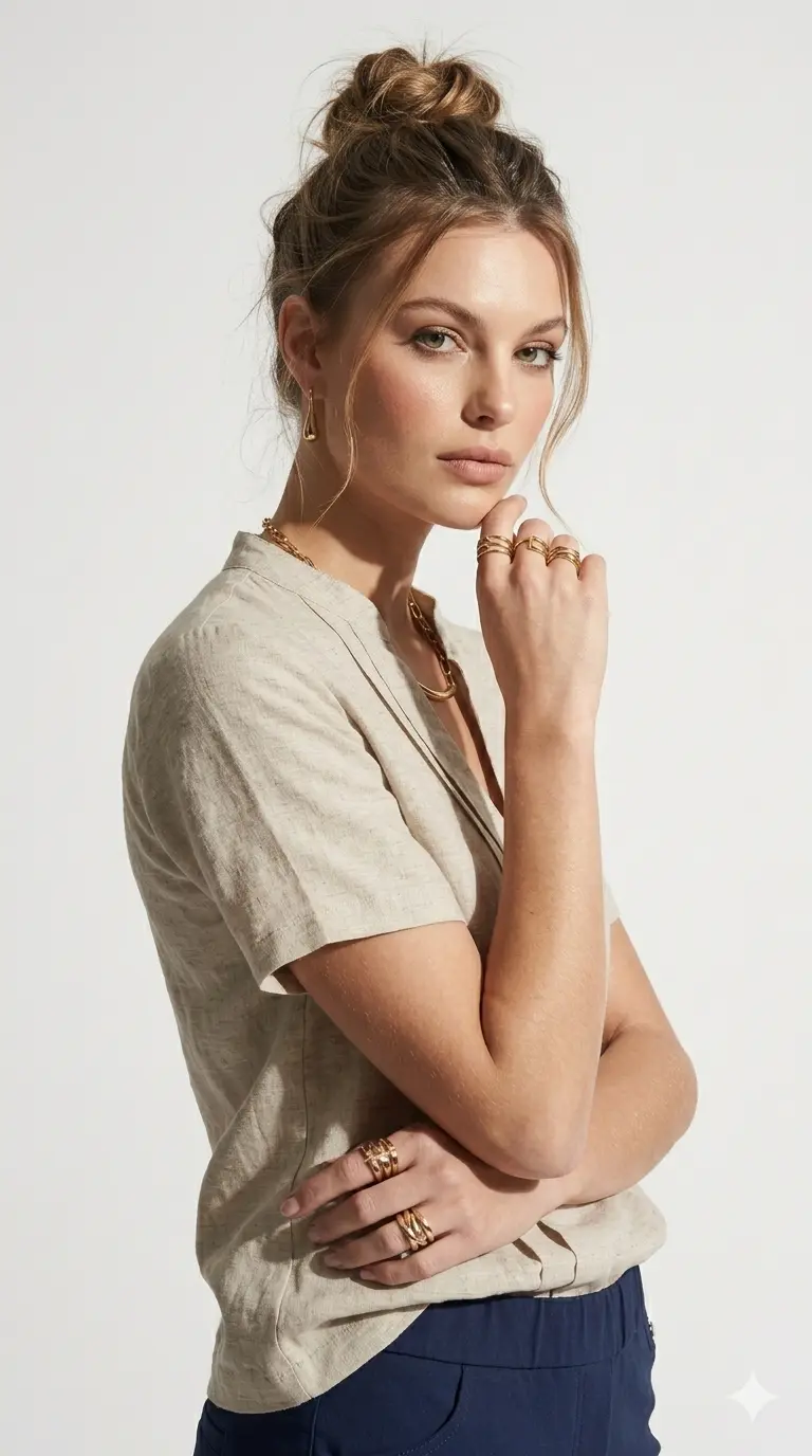 Blusa bi-materiale - Image 3