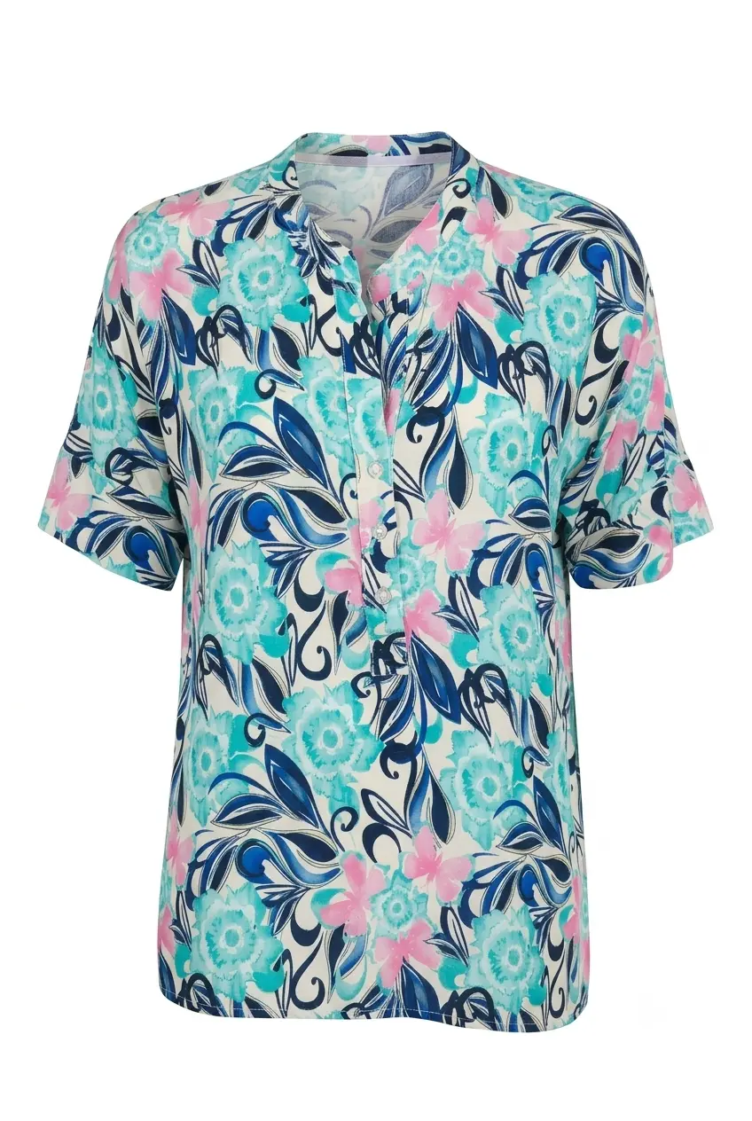 Blusa mezza manica con collo coreana - Image 2