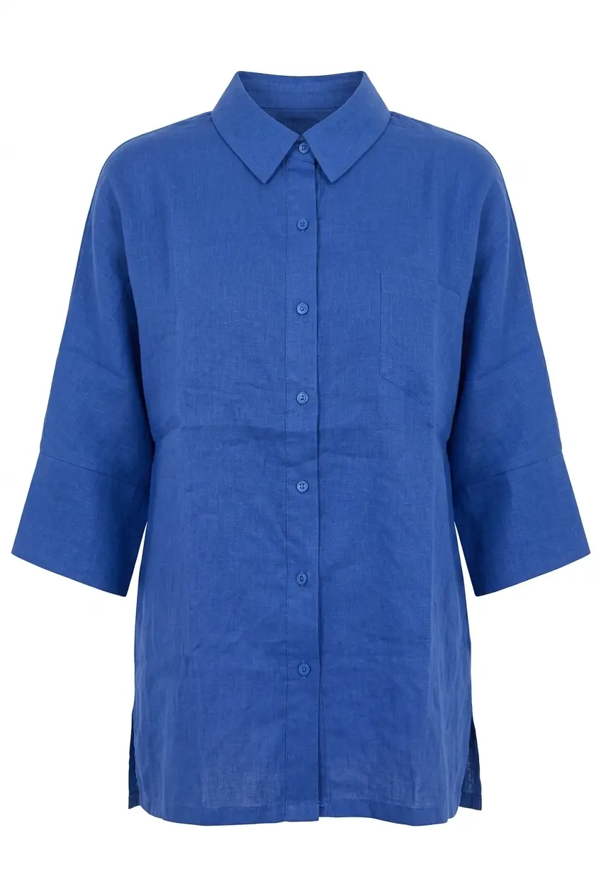 Camicia bi-materiale in Lino
