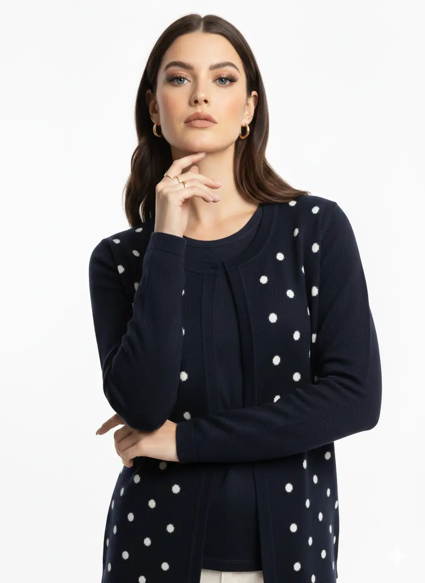 Finto twin set a pois - Image 3