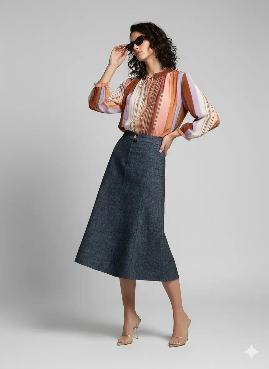 Gonna godet in jeans - Image 2