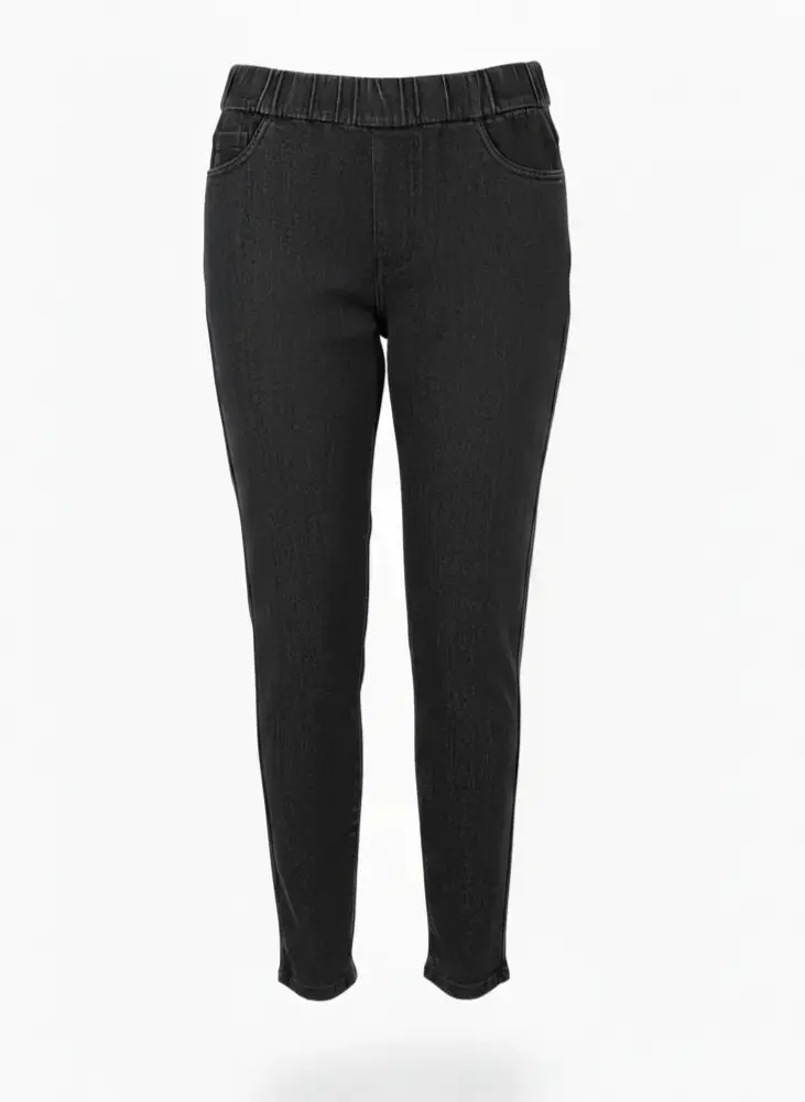 Jeans con bustino elastico e gamba dritta