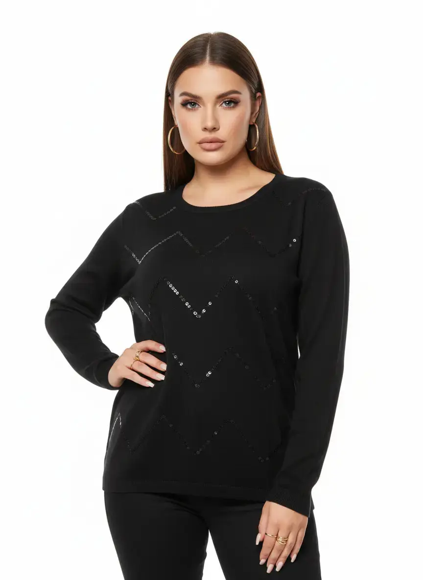 Maglia girocollo con paillettes - Image 2