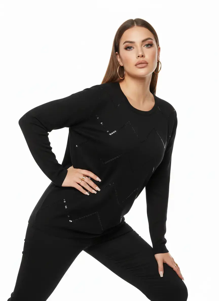 Maglia girocollo con paillettes - Image 3