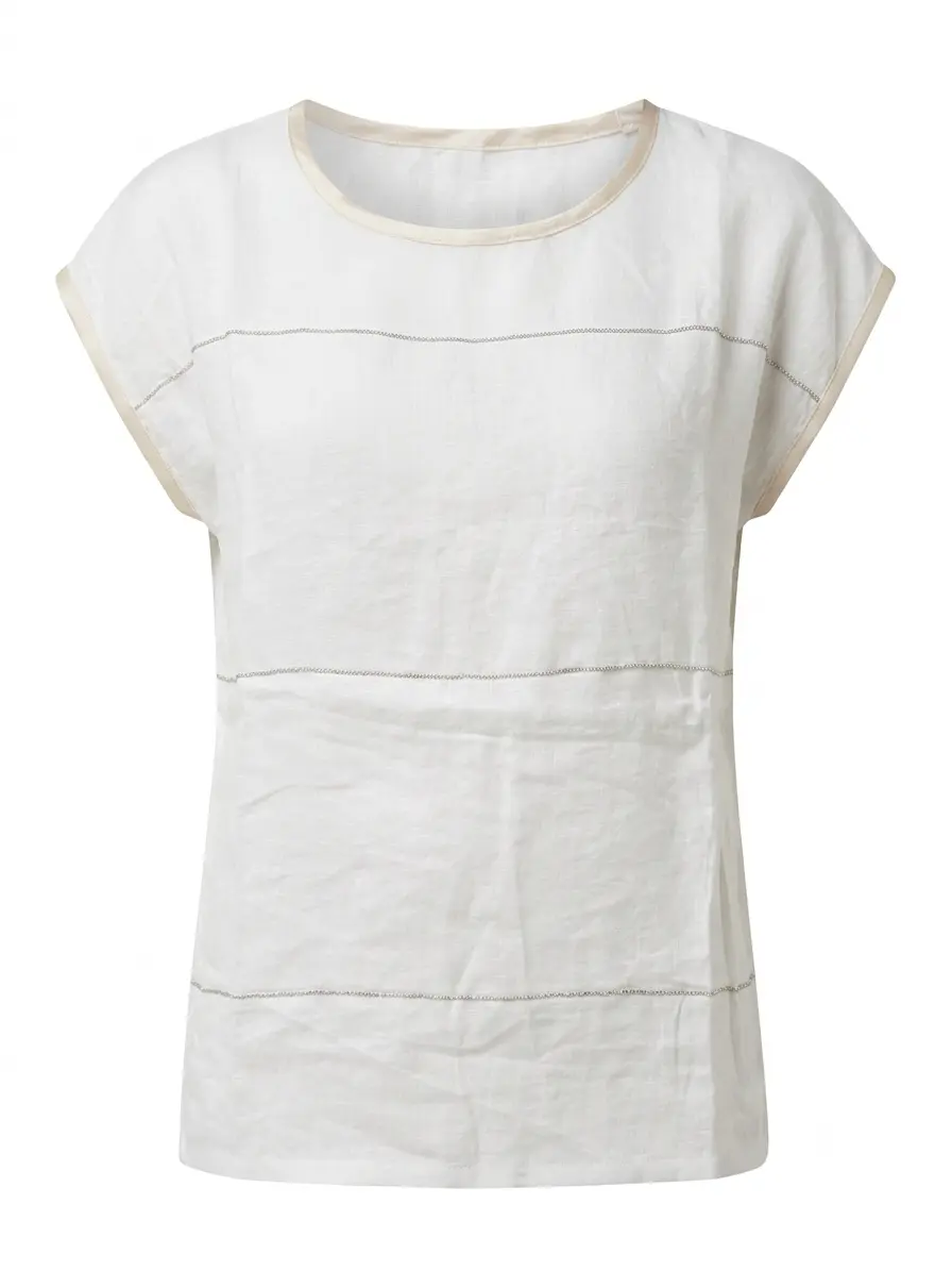 Maglia in misto lino e rayon con passamaneria frontale