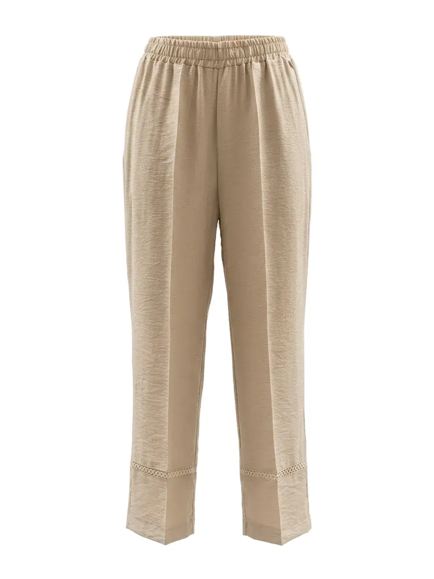 Pantalone ampio con passamaneria a rete sul fondo - Image 3