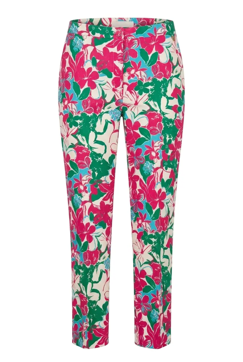 Pantalone gamba dritta in cady stampato