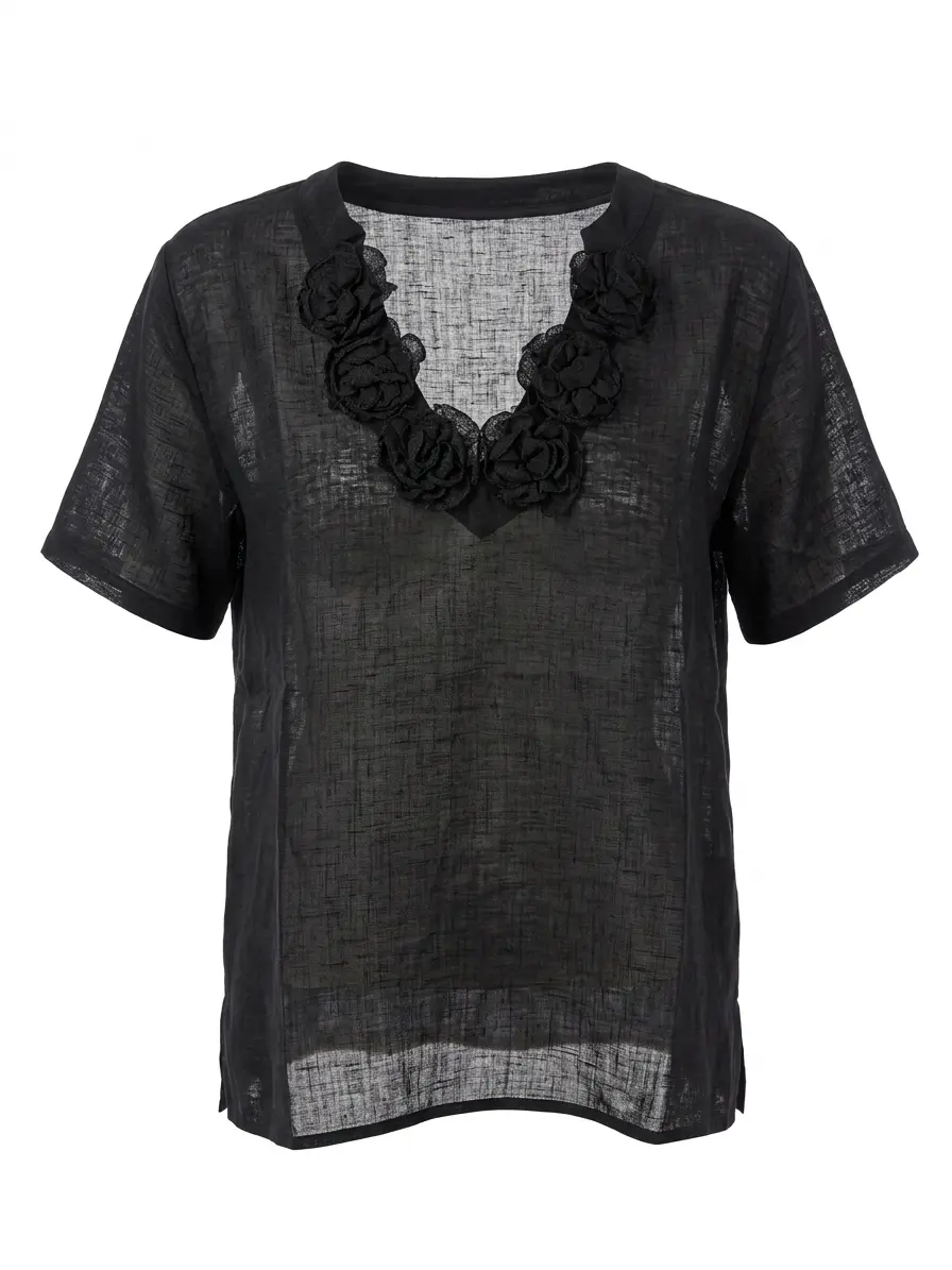 T-Shirt Noir Romantique