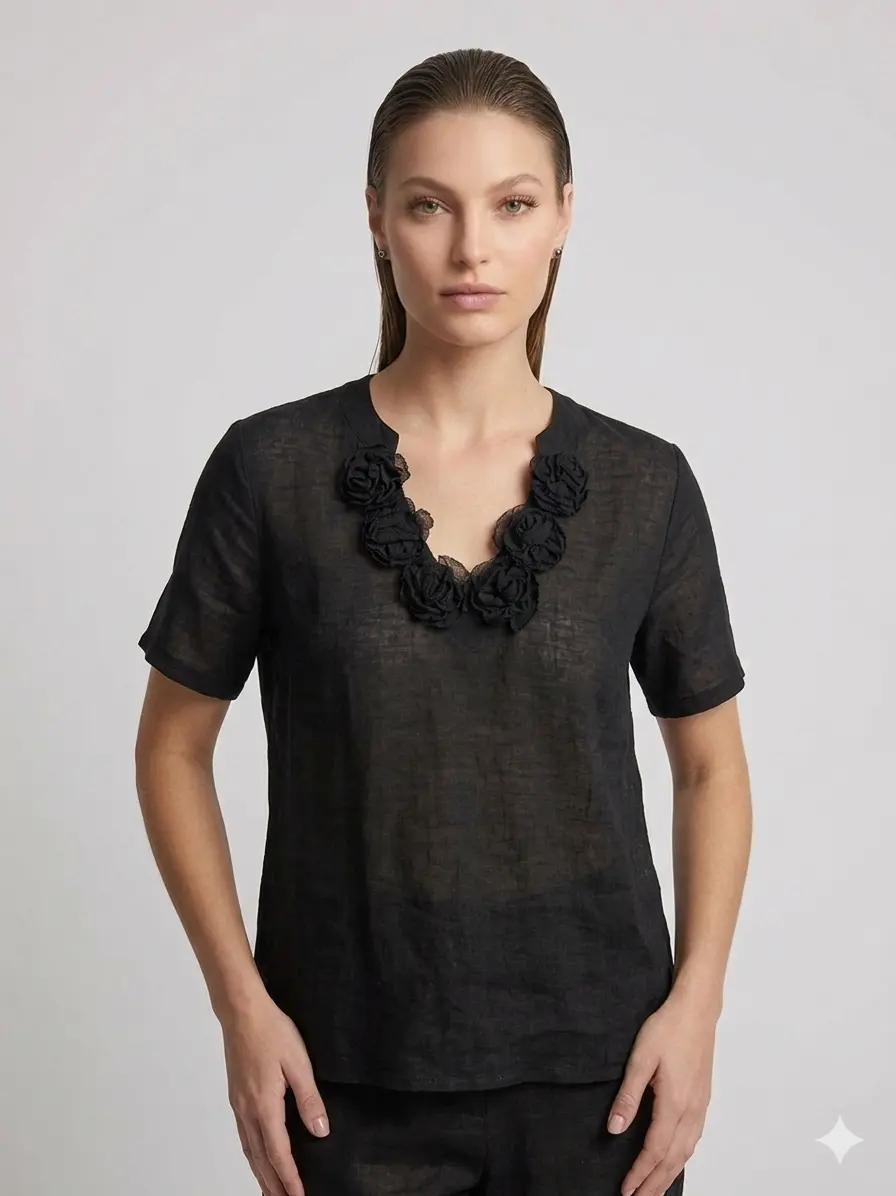 T-Shirt Noir Romantique - Image 4